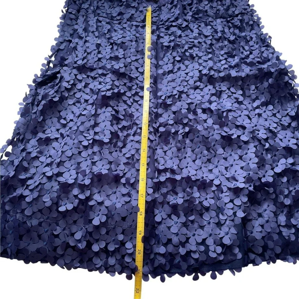 NWT By Anthropologie 3D Floral Embellished Mini Dress Navy Blue Size XS - Picture 9 of 9